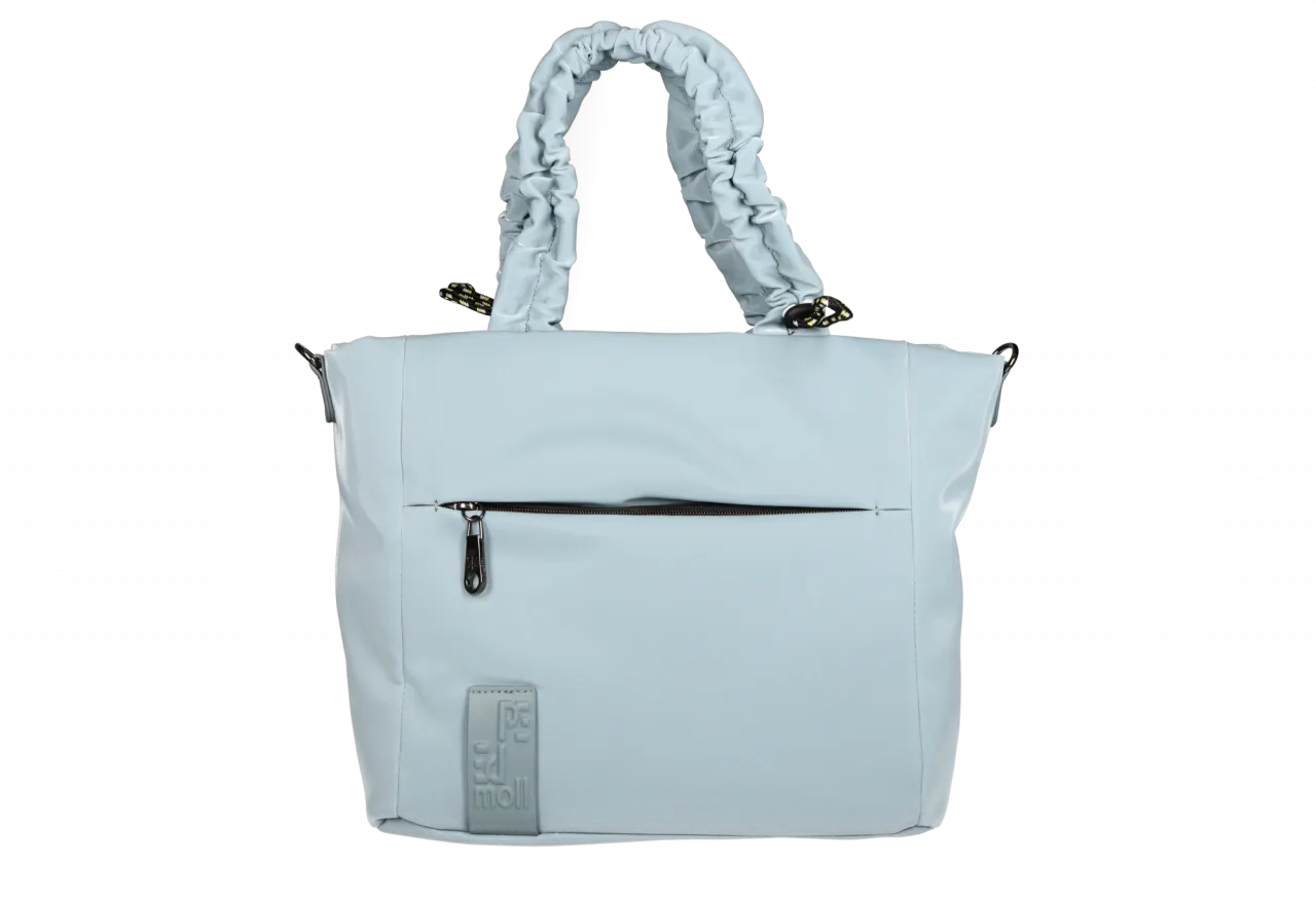 Bolso Colgar Celeste Bolsillos Asas Rizadas Cordones Ajustables