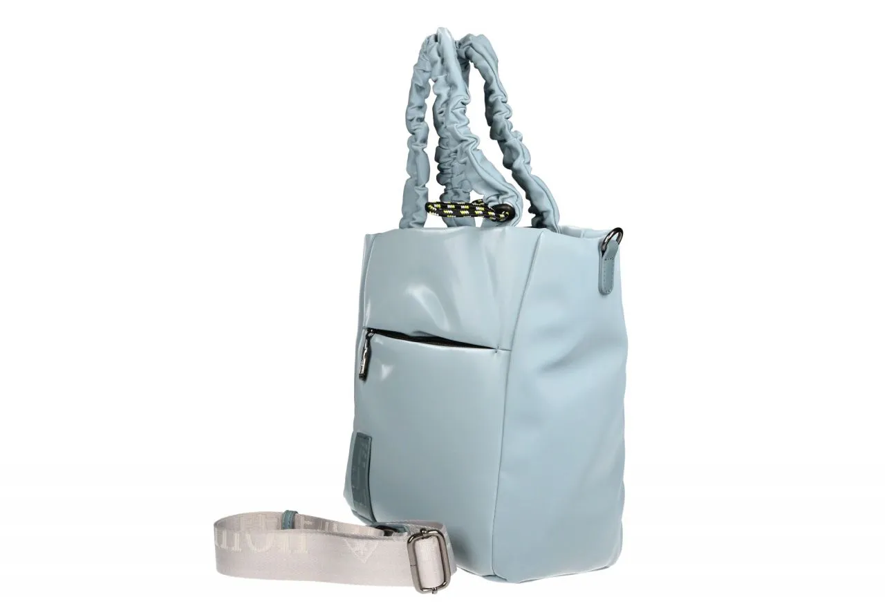 Bolso Colgar Celeste Bolsillos Asas Rizadas Cordones Ajustables