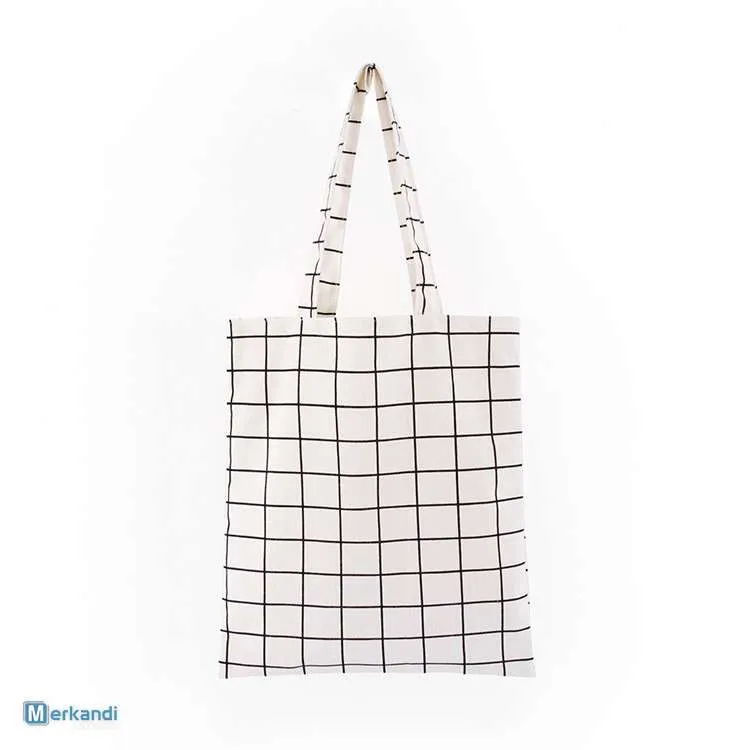 Bolso de algodón a cuadros con cremallera