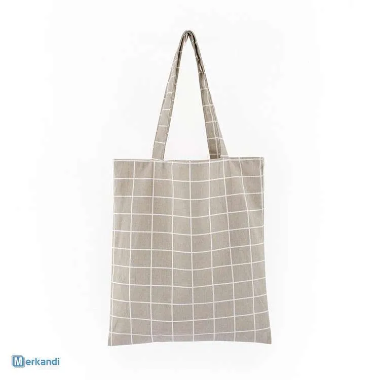 Bolso de algodón a cuadros con cremallera
