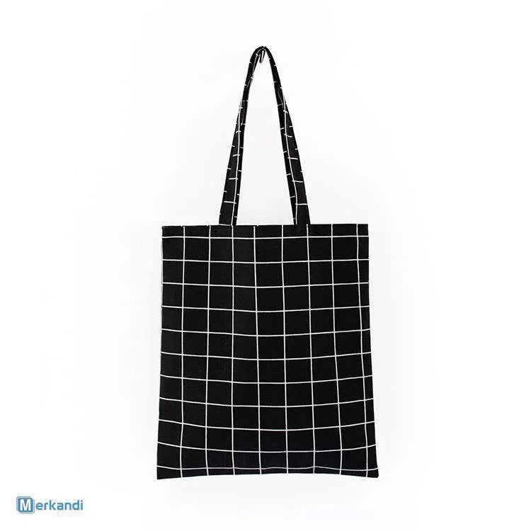 Bolso de algodón a cuadros con cremallera
