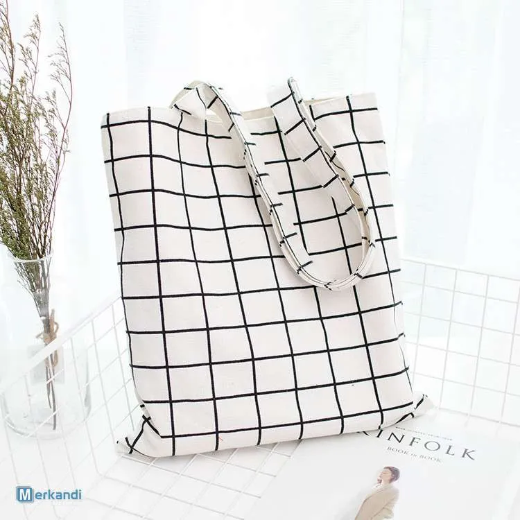 Bolso de algodón a cuadros con cremallera
