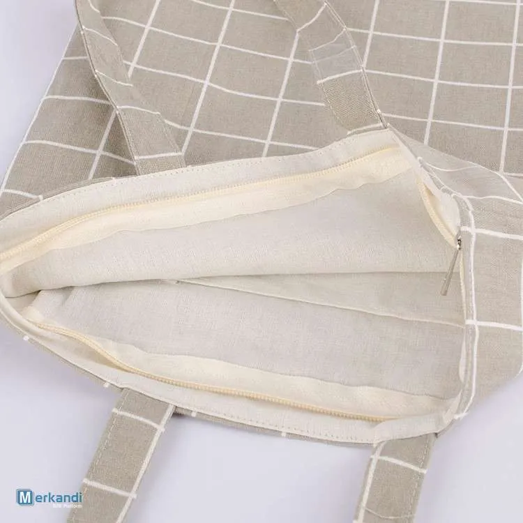 Bolso de algodón a cuadros con cremallera