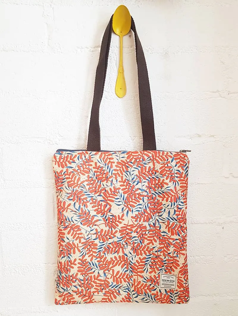 Bolso de tela tote con estampado de hojas