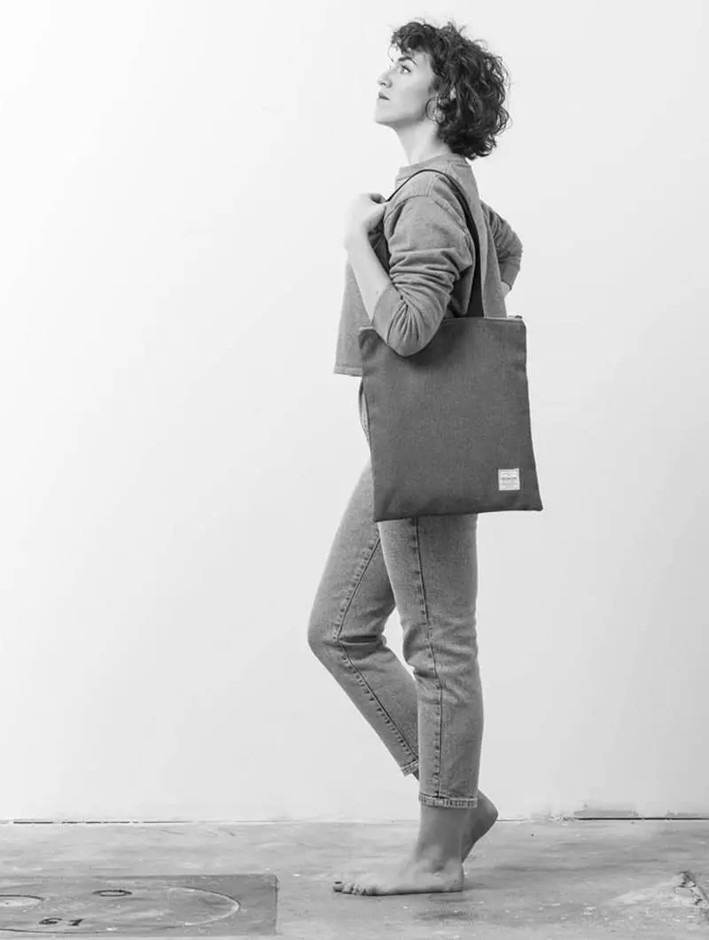 Bolso de tela tote con estampado de hojas