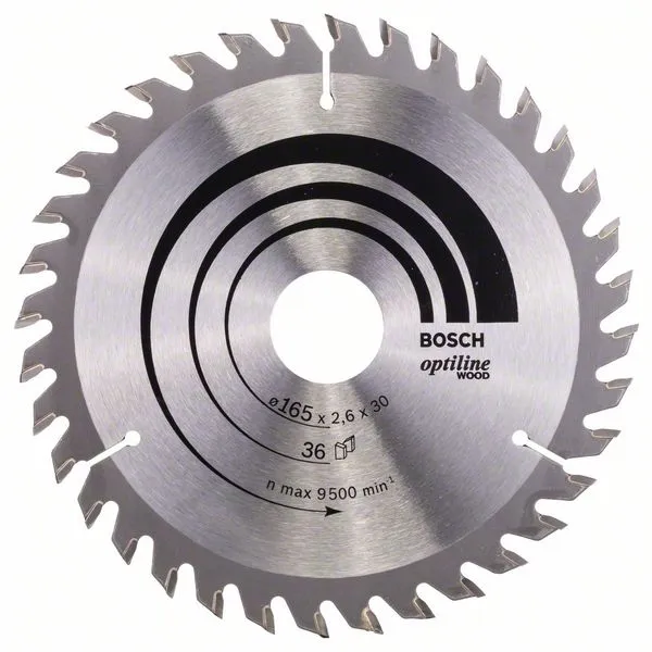 BOSCH  OPTILINE WOOD  HOJA DE SIERRA CIRCULAR,MADERA, 165X30X2.6MM, 36 DIENTES