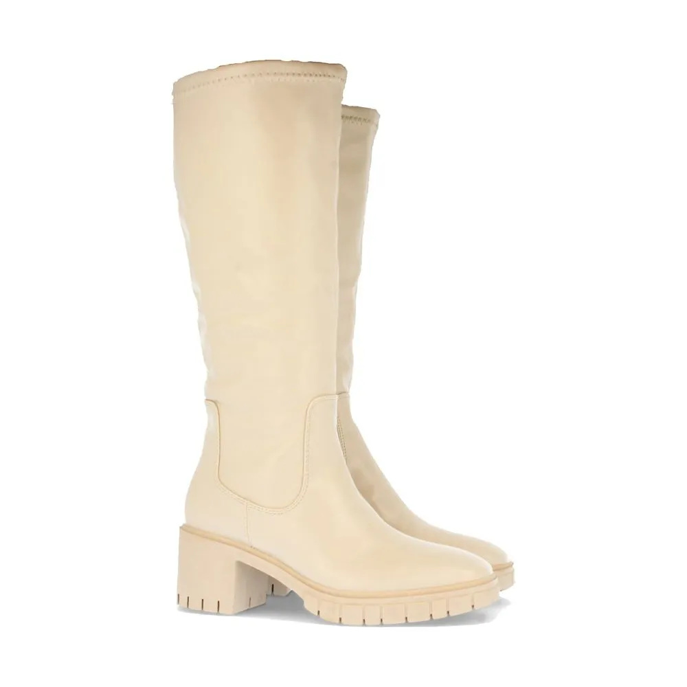 Bota de Tacón para Mujer con Estampado Liso y Cierre de Cremallera en la Caña Otoño Invierno