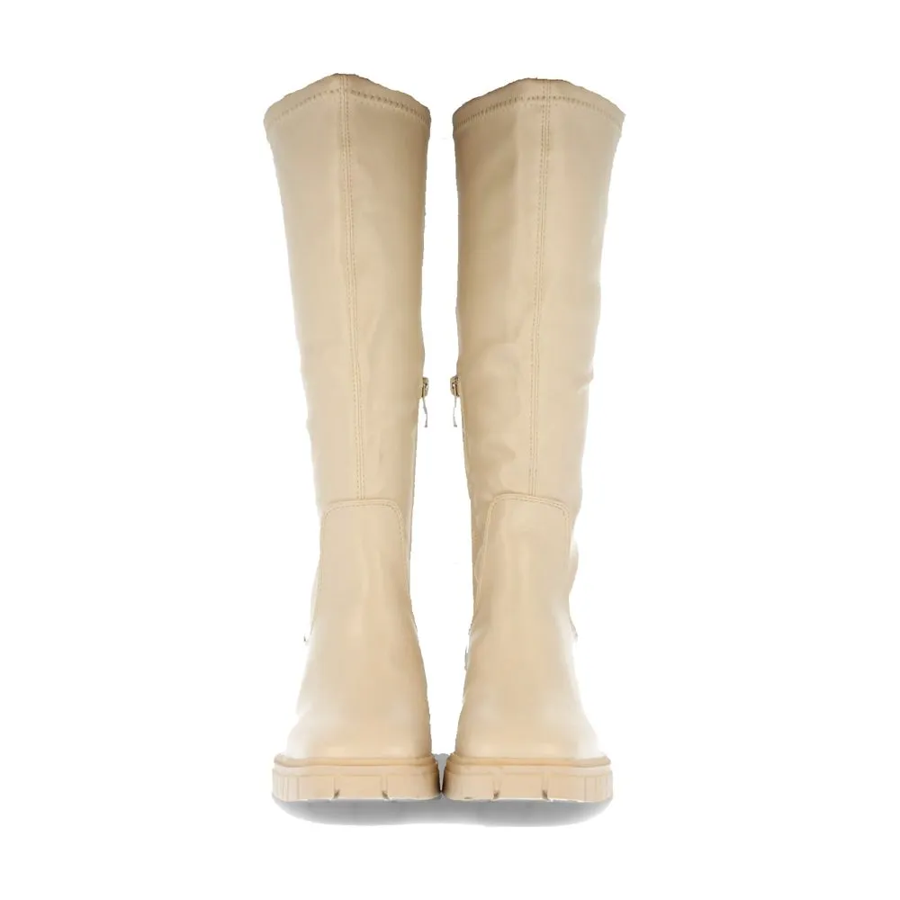 Bota de Tacón para Mujer con Estampado Liso y Cierre de Cremallera en la Caña Otoño Invierno