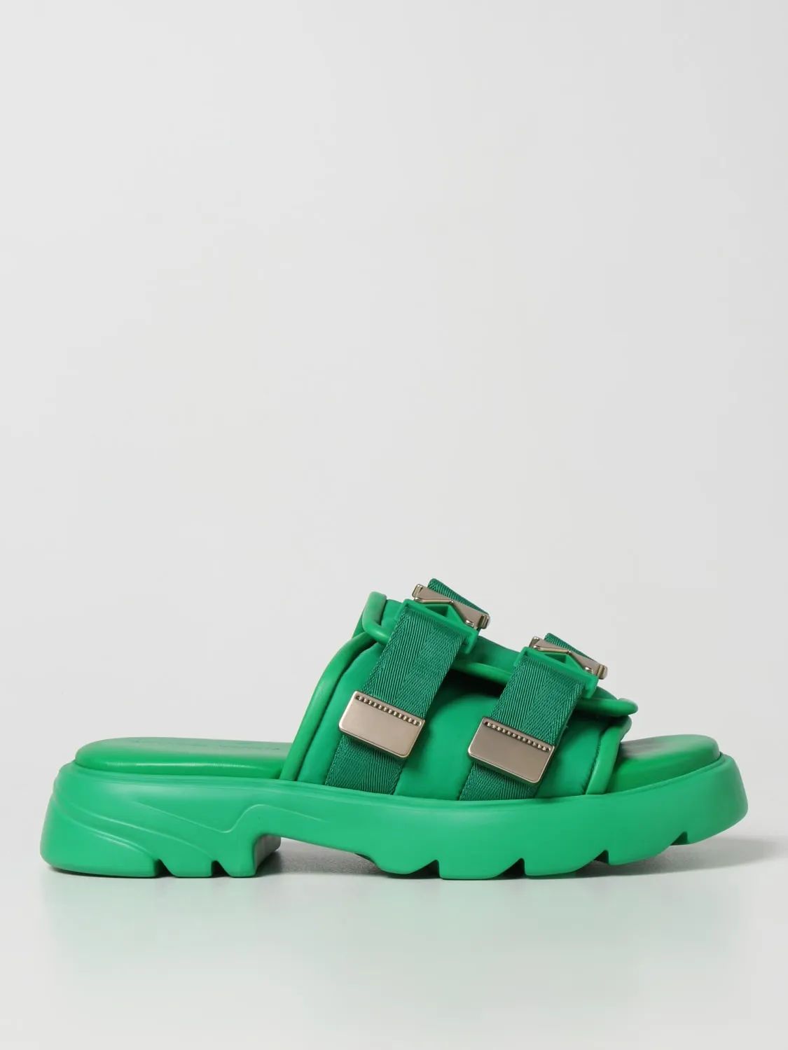 Bottega Veneta Flash Sandalia plana en caucho y lona