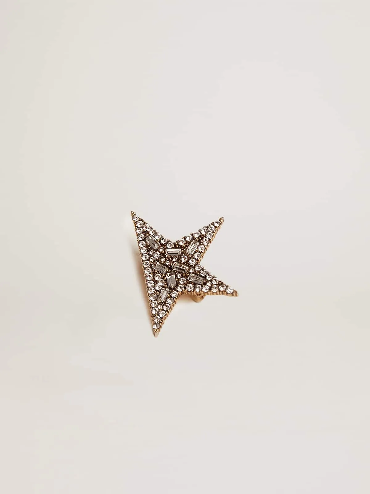 Broche color oro viejo con cristales aplicados para mujer