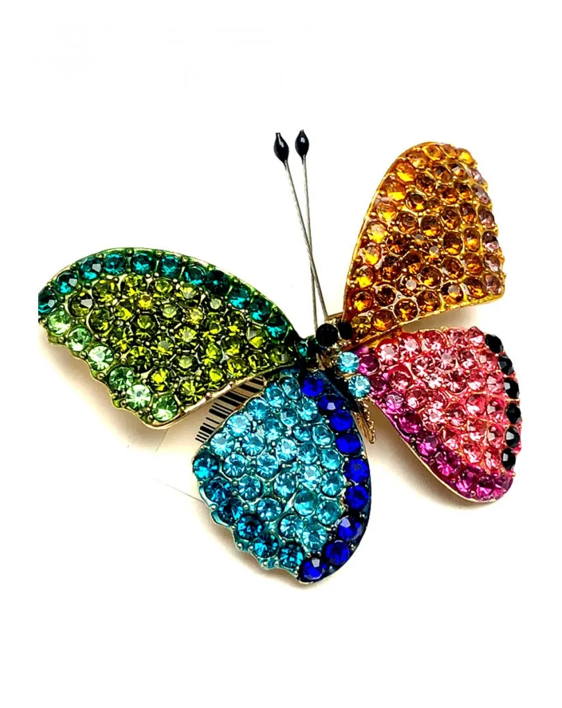 BROCHES DE MUJER DE MARIPOSAS DE BISUTERIA CON CRISTAL MULTICOLOR