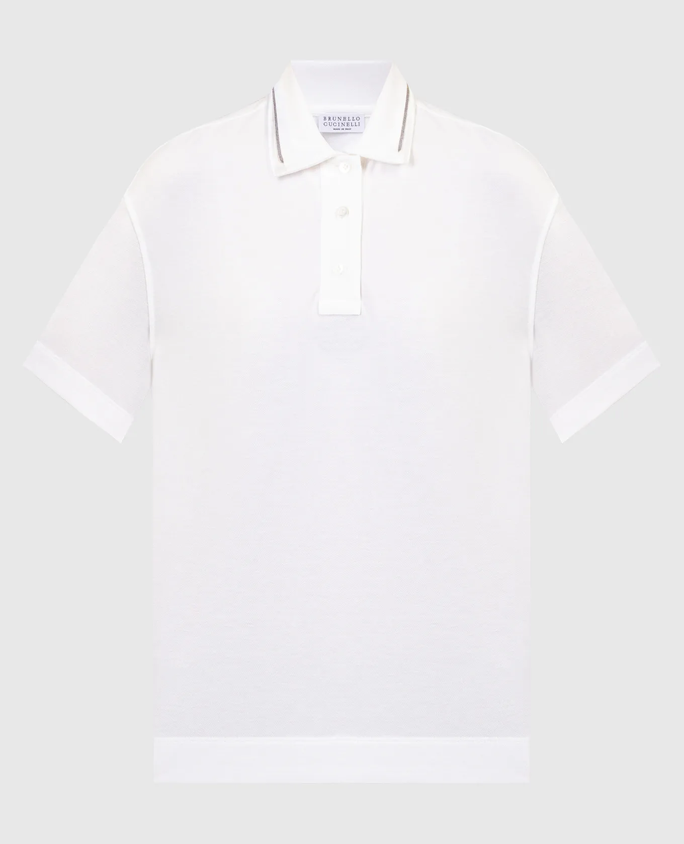 Brunello Cucinelli White polo shirt with monil chain