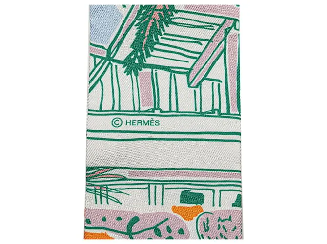 Bufanda de seda blanca Rayures d'Ete Twilly de Hermès Blanco 
