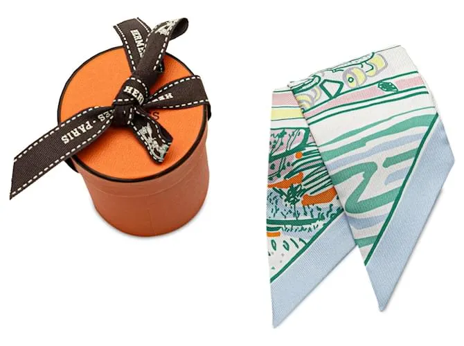 Bufanda de seda blanca Rayures d'Ete Twilly de Hermès Blanco 