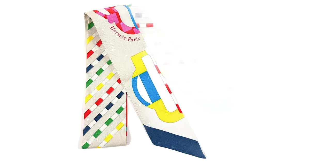 Bufanda de seda Twilly Bouclerie Moderne de Hermès Multicolor 