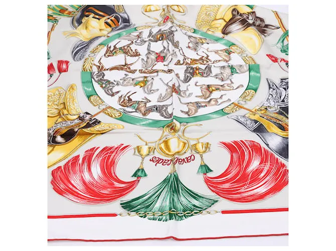 Bufanda Hermès Carré 90 "CAVAL CADES" 100% Seda Multicolor 