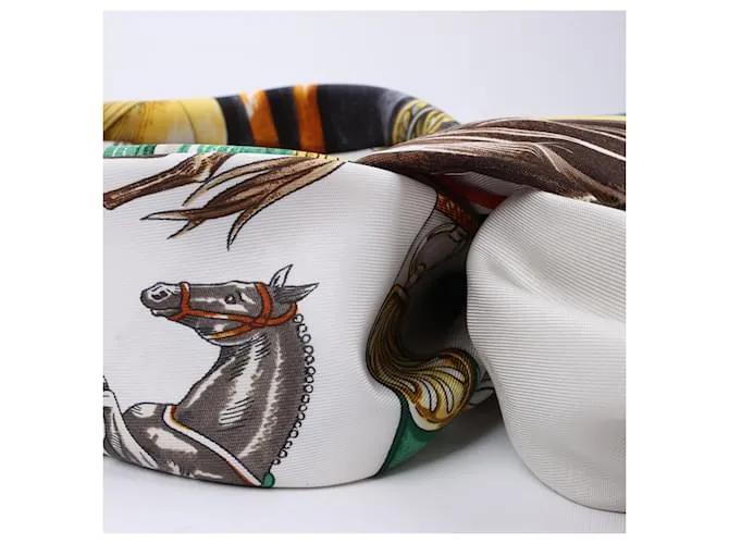 Bufanda Hermès Carré 90 "CAVAL CADES" 100% Seda Multicolor 