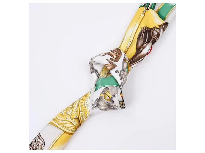 Bufanda Hermès Carré 90 "CAVAL CADES" 100% Seda Multicolor 