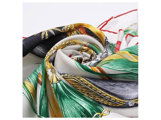 Bufanda Hermès Carré 90 "CAVAL CADES" 100% Seda Multicolor 