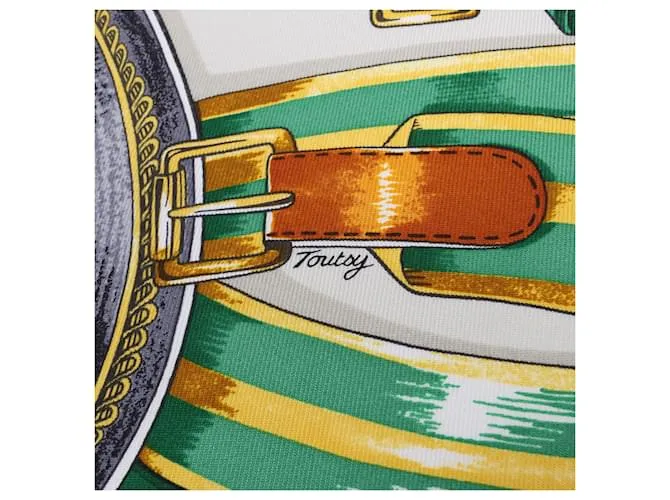 Bufanda Hermès Carré 90 "CAVAL CADES" 100% Seda Multicolor 