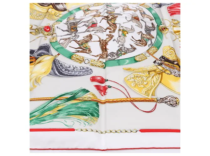 Bufanda Hermès Carré 90 "CAVAL CADES" 100% Seda Multicolor 