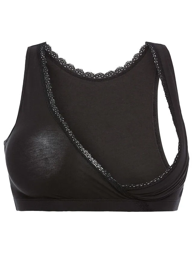 Bustier de lactancia para dormir de algodón orgánico Negro