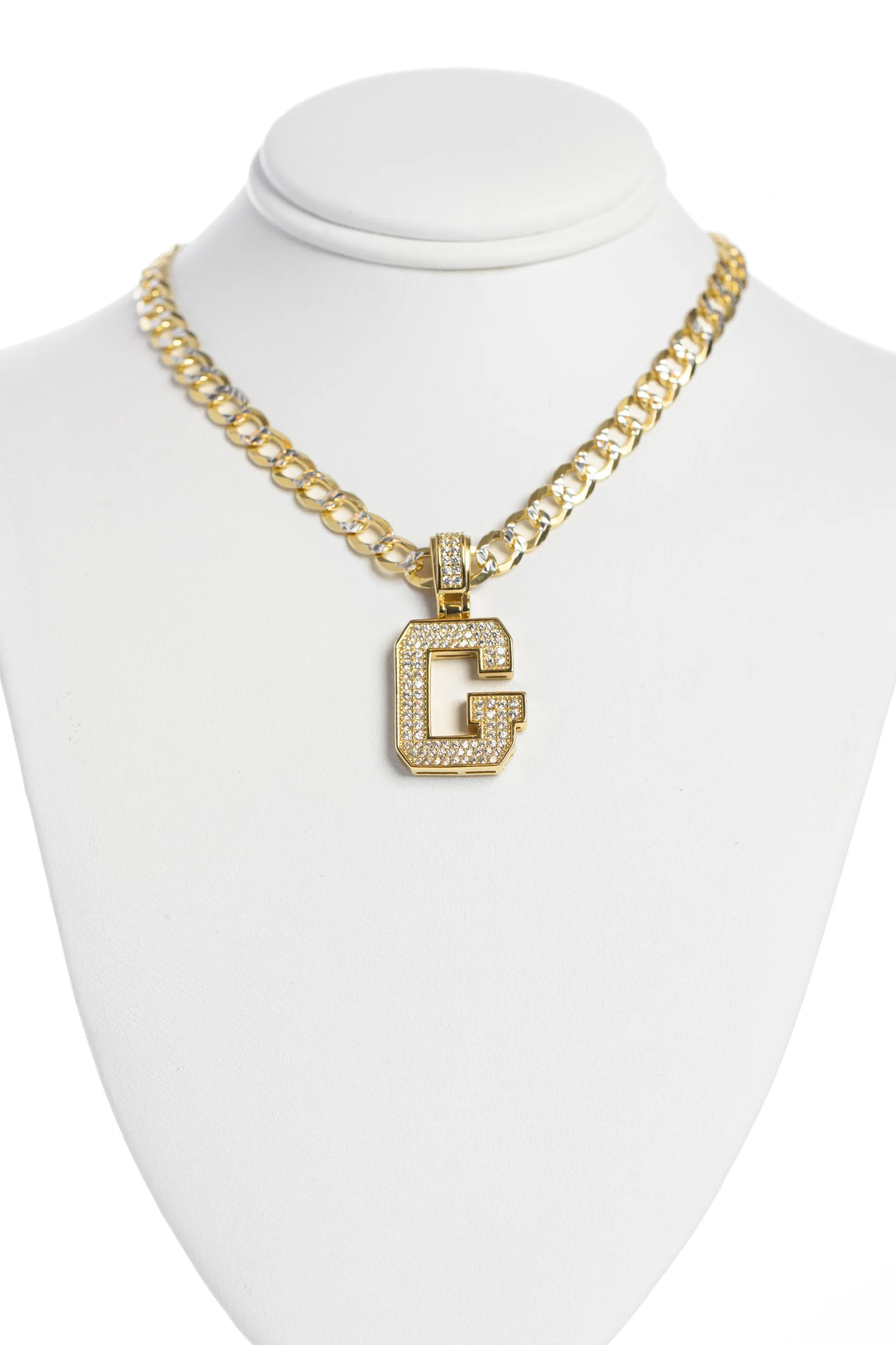 Cadena cubana con corte tipo diamante + letra G sport