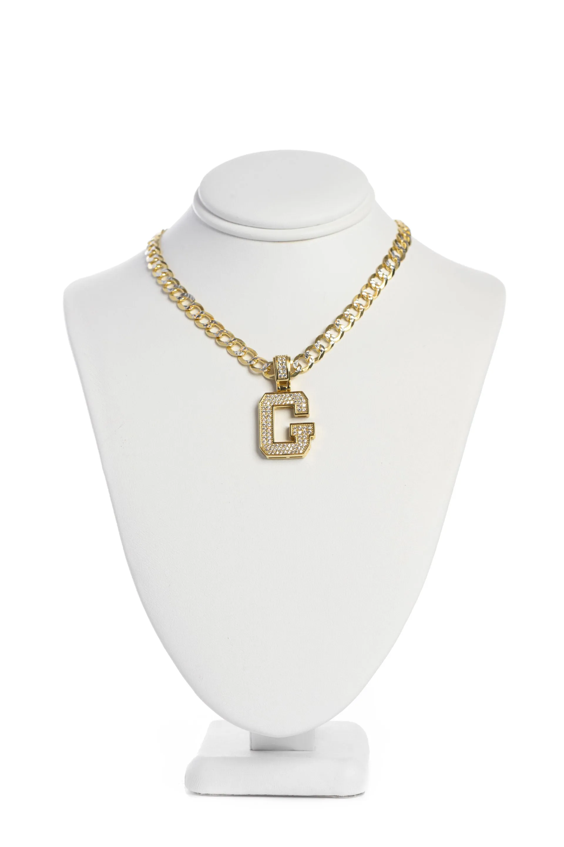 Cadena cubana con corte tipo diamante + letra G sport