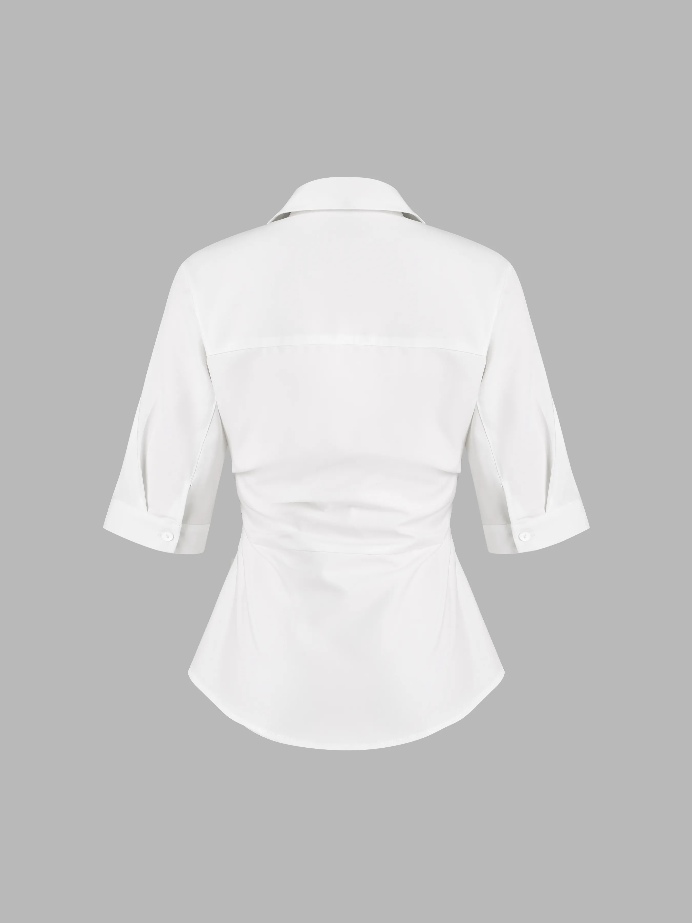  Camisa de Manga Corta con Botón de Collar