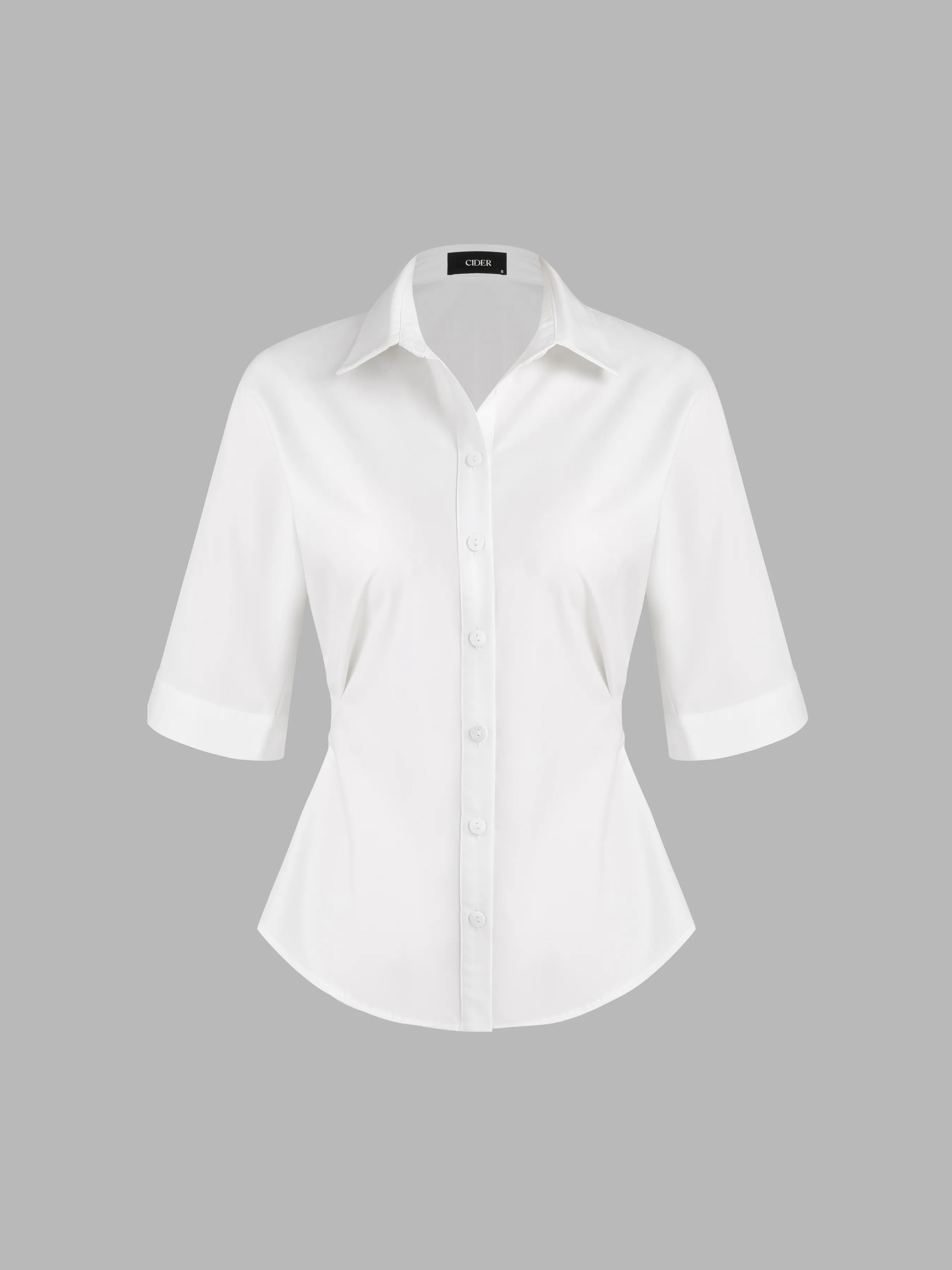  Camisa de Manga Corta con Botón de Collar