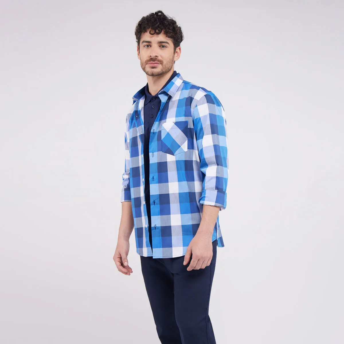 Camisa Hombre A Cuadros Con Bolsillo