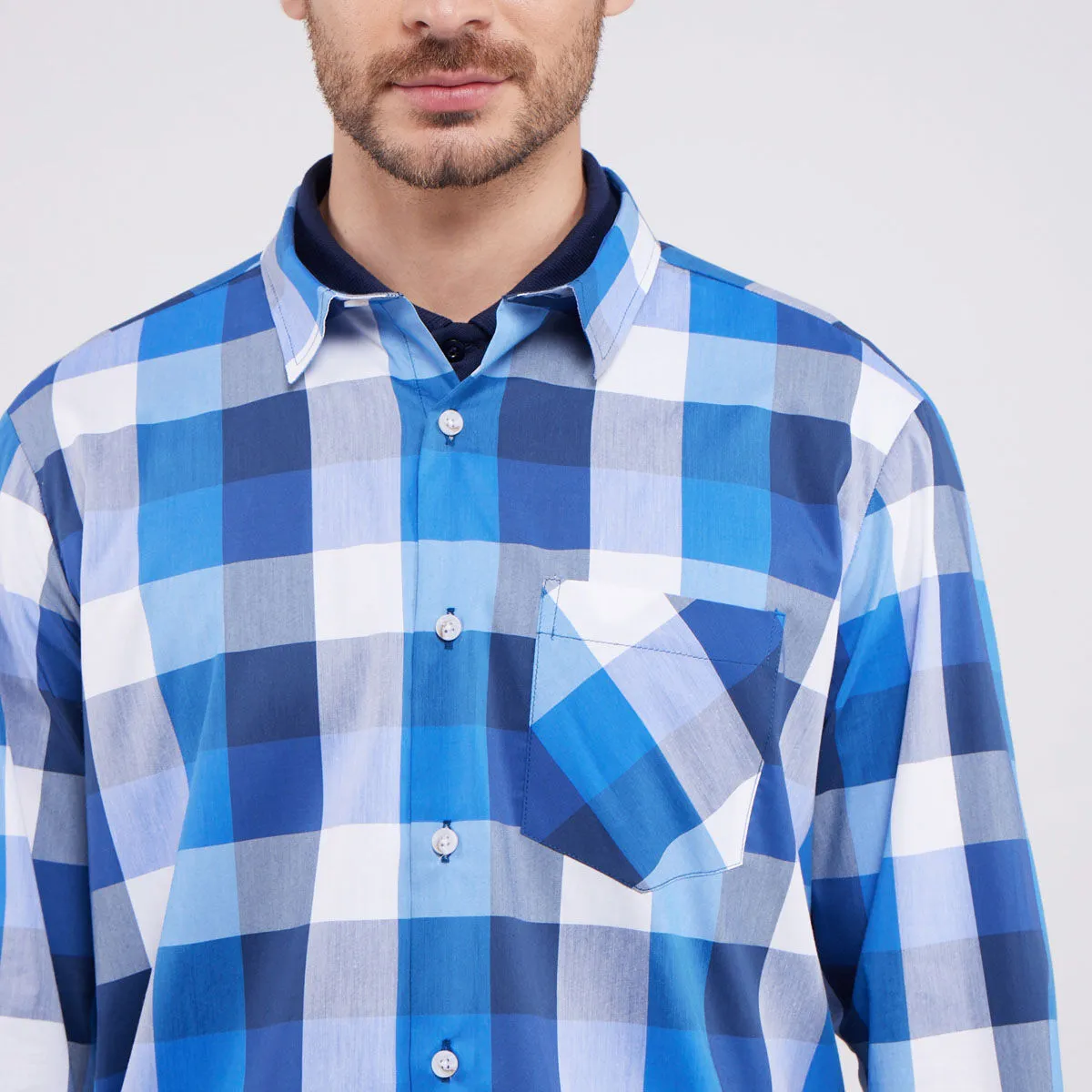 Camisa Hombre A Cuadros Con Bolsillo