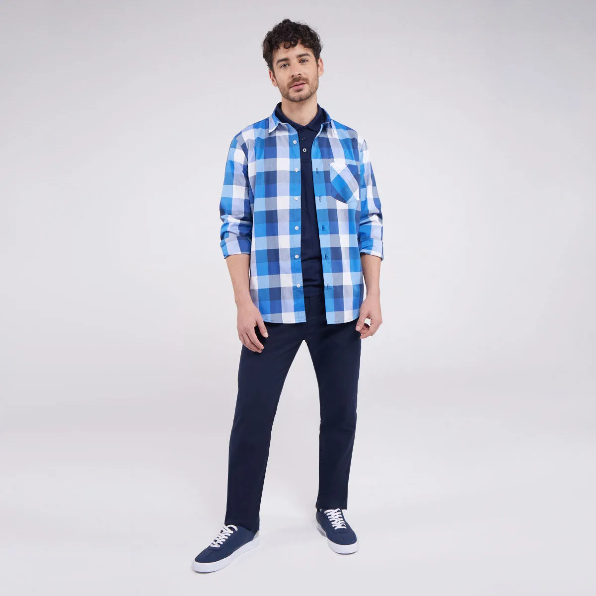 Camisa Hombre A Cuadros Con Bolsillo