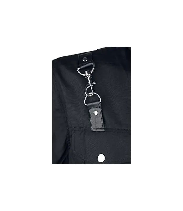 Camisa Re Hombre Negra Manga Corta Correas Espalda Bolsillos Pecho Innocent