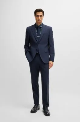 Camisa slim fit de popelín de algodón elástico estampado