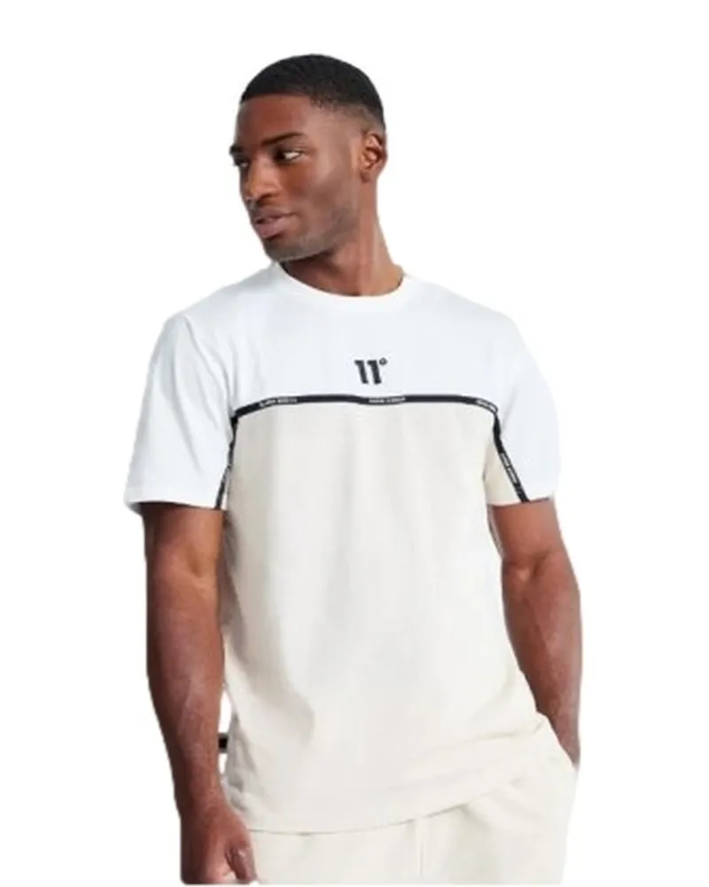 Camiseta 11 degrees beige colour block taped tee