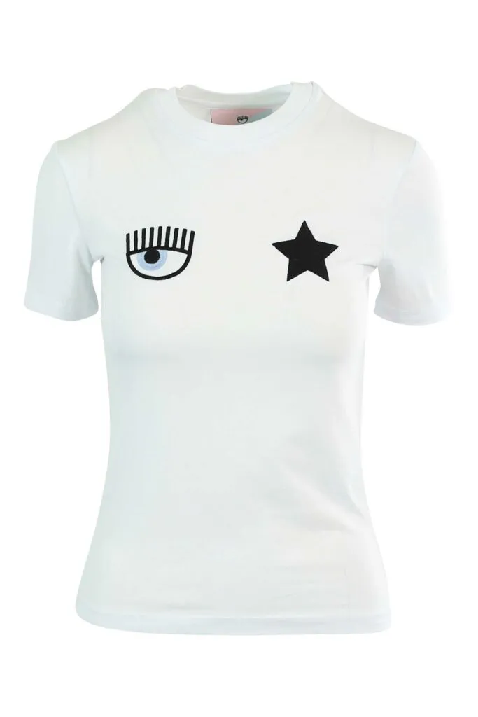 Camiseta blanca con logo ojo y estrella