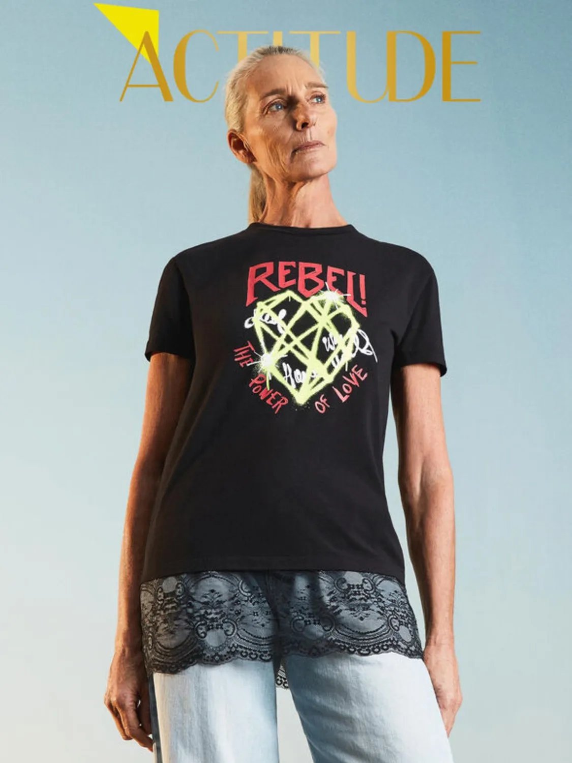 CAMISETA CON ESTAMPADO Y ENCAJE ACTITDE TWIN SET