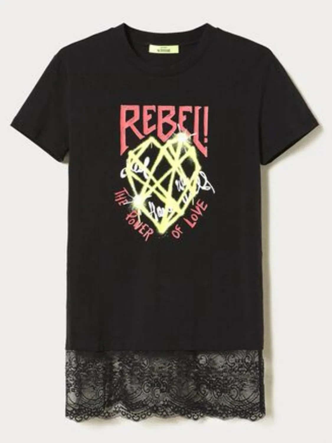 CAMISETA CON ESTAMPADO Y ENCAJE ACTITDE TWIN SET