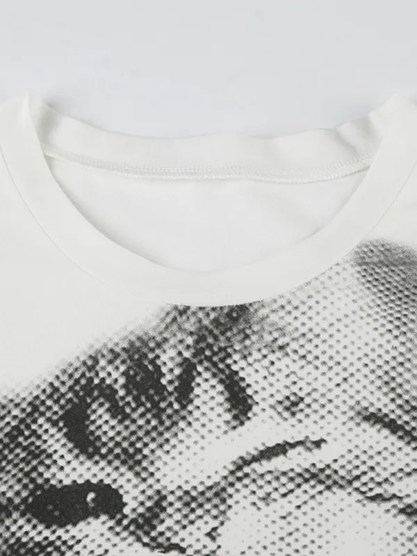 Camiseta de manga corta con estampado de gato
