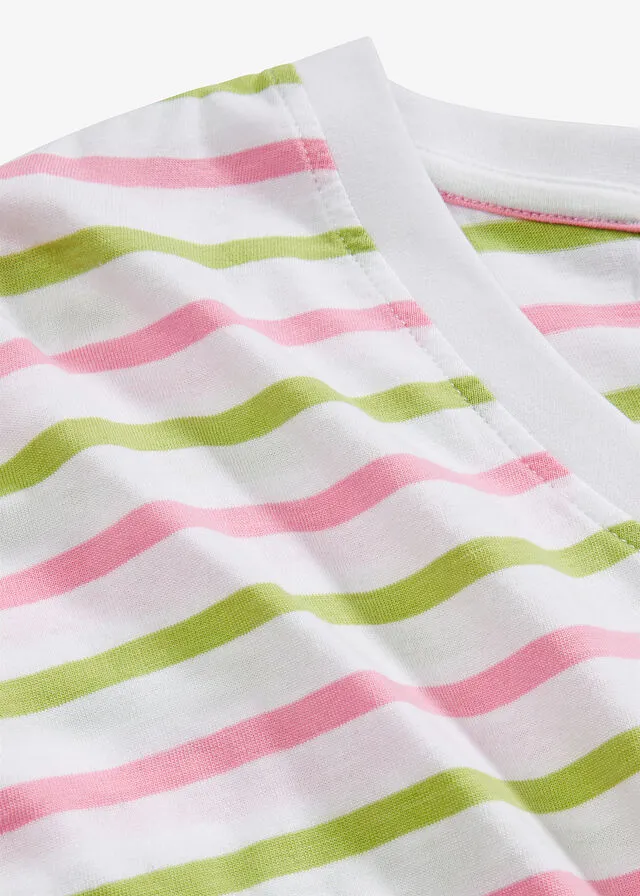 CAMISETA DE RAYAS DE ALGODóN ORGáNICO CON MANGA LARGA BLANCOVERDE PERAROSA DE RAYAS