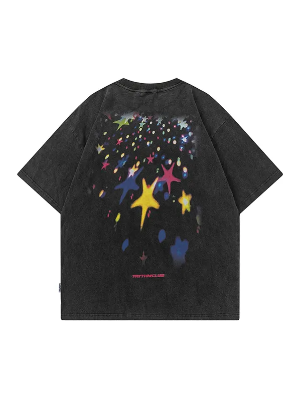 Camiseta extragrande de manga corta con estampado de estrellas