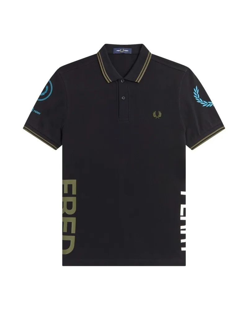 Camiseta fred perry negra graphic branded tee