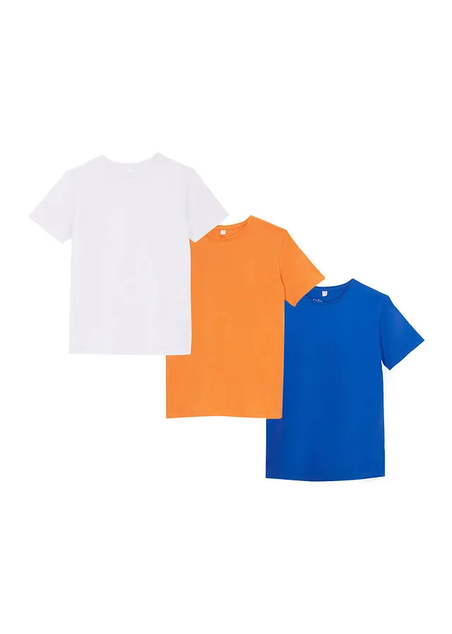 CAMISETA INFANTIL (3 UNIDADES) BLANCONARANJAAZUR