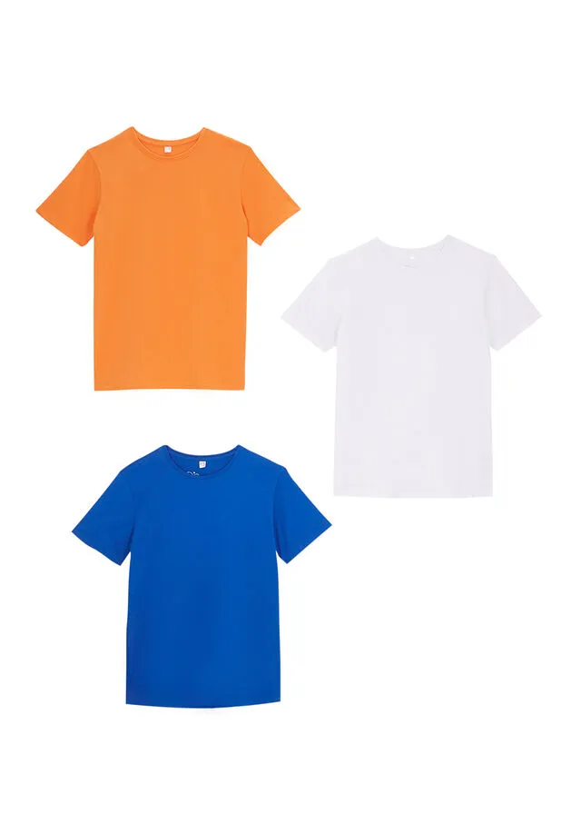 CAMISETA INFANTIL (3 UNIDADES) BLANCONARANJAAZUR
