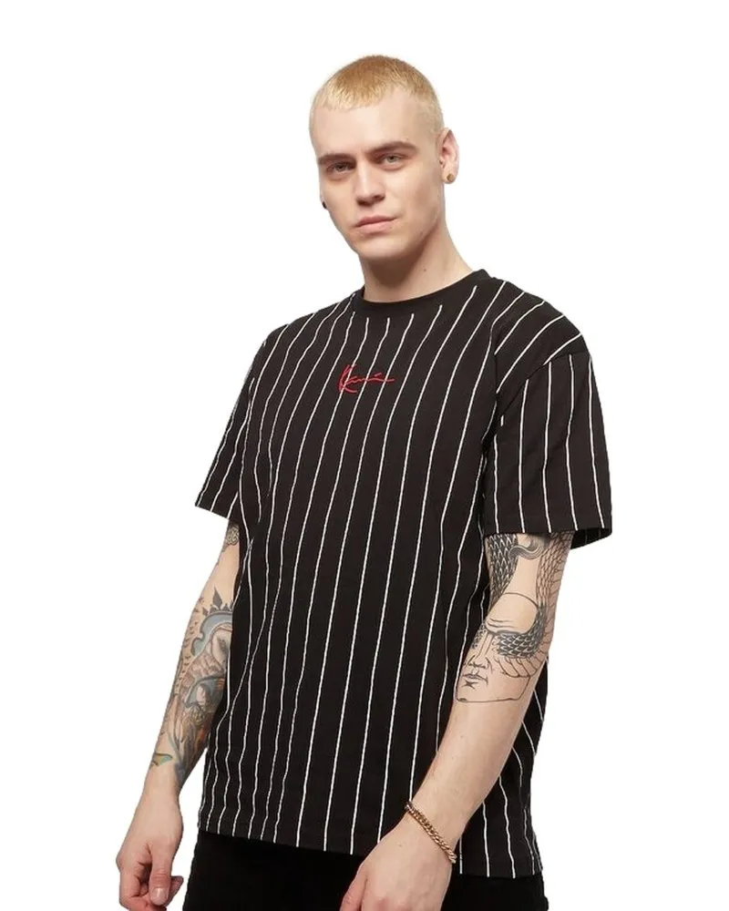 Camiseta karl kani negra small signature pinstripe tee