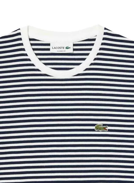 Camiseta Lacoste Rayas Marino Para Hombre