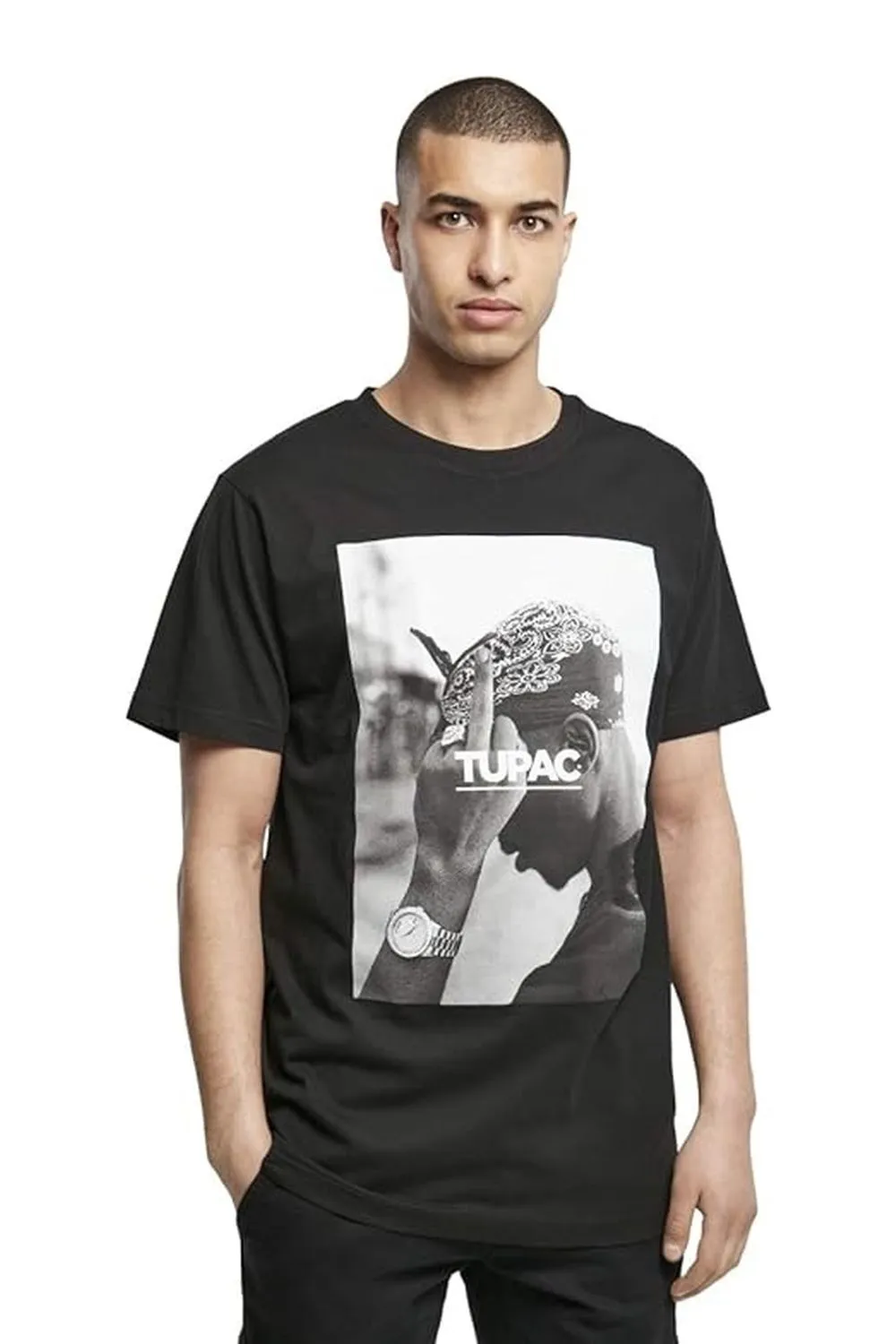 Camiseta mister tee negra 2pac fuck the world tee