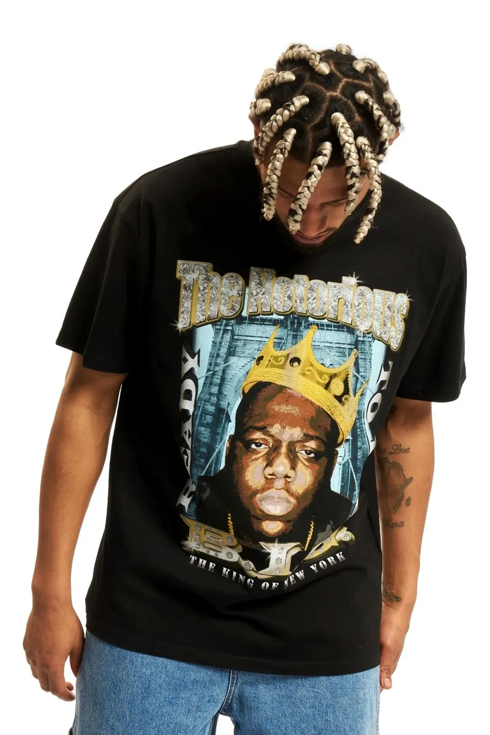 Camiseta mister tee negra biggie crown oversized tee