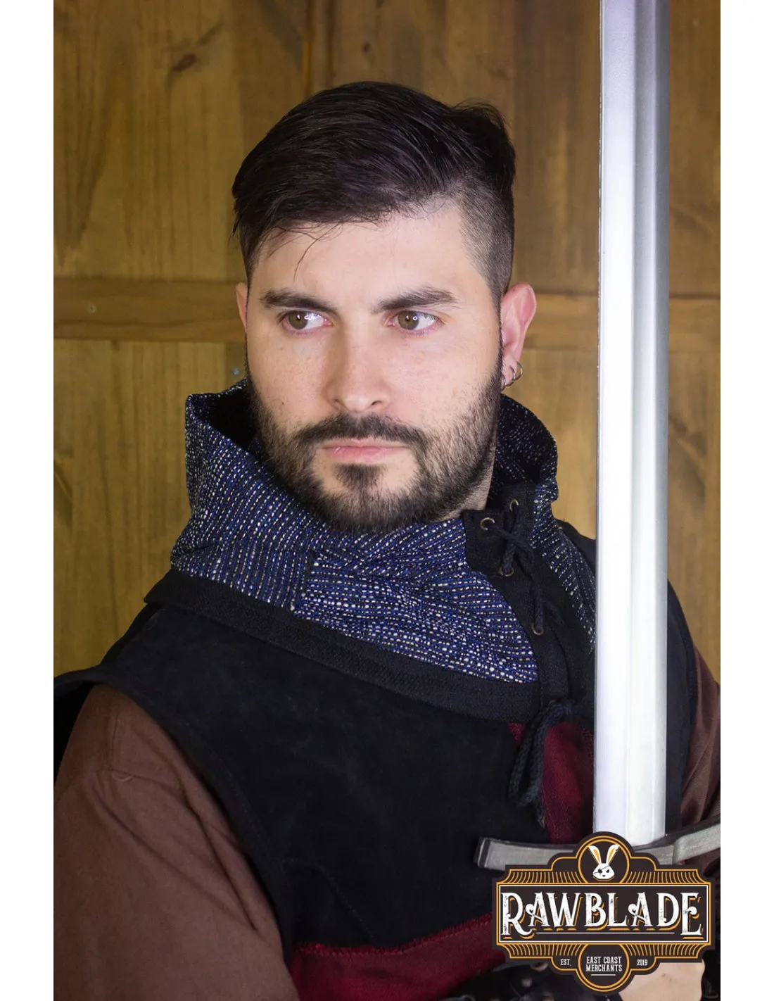 Capucha guerrero en tonos azules para recreacionistas
